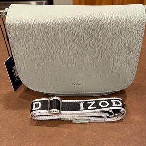 Izod sage green  Crossbody Bag with Logo Strap